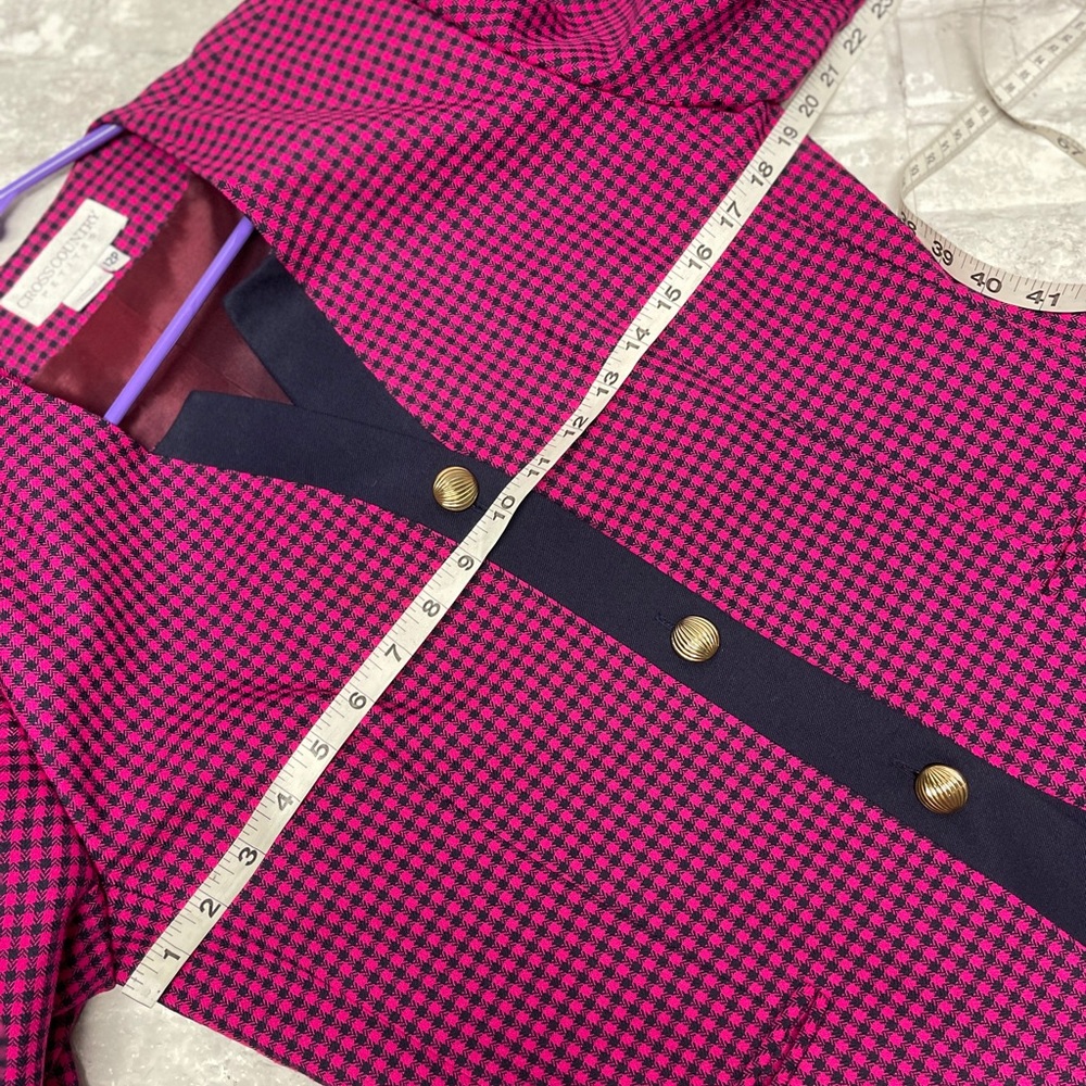 Vintage Cross country blazer pink navy gingham houndstooth blazer button front - Picture 5 of 7